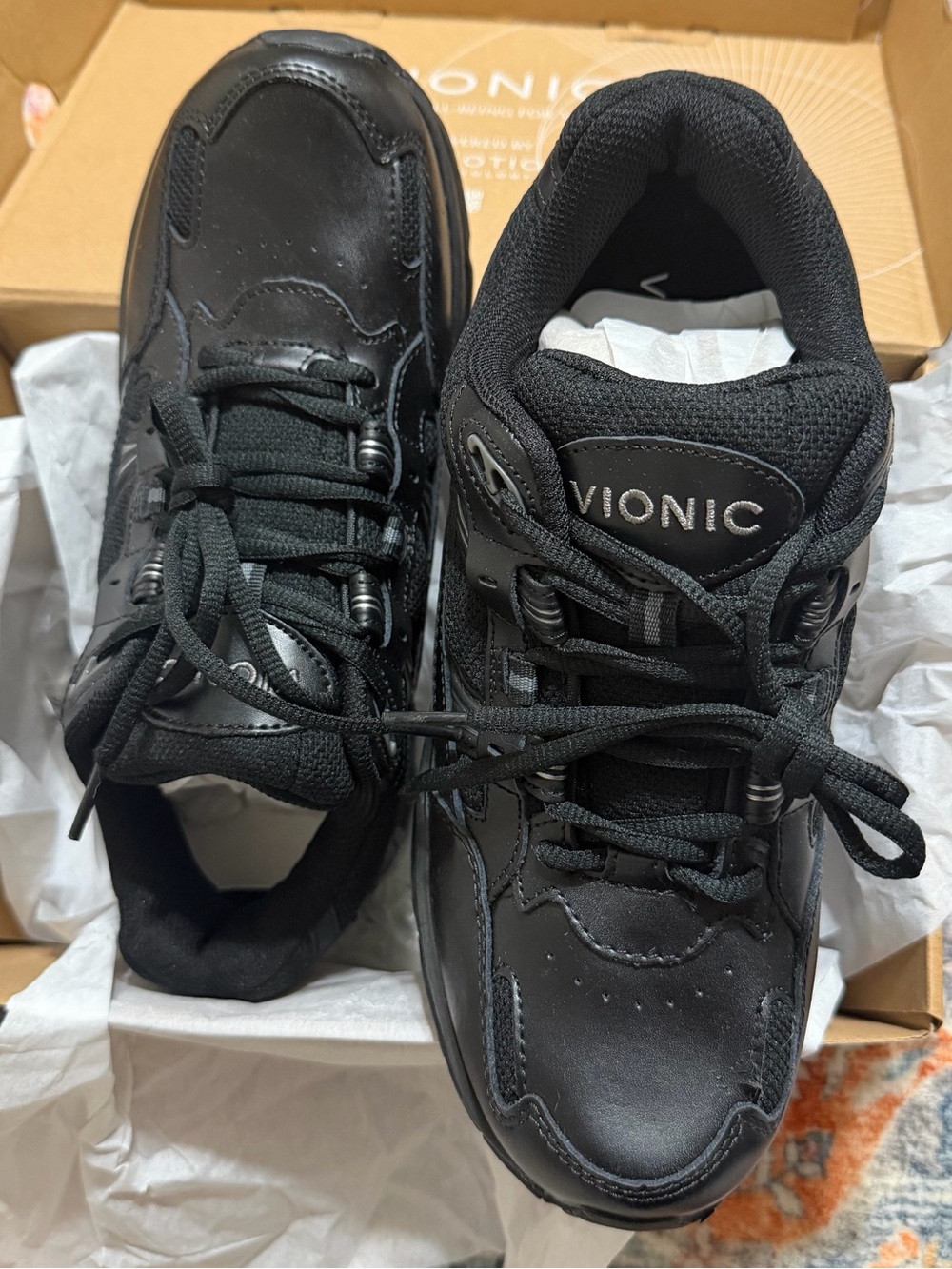 Vionic Black Lace-Up Comfort Sneakers